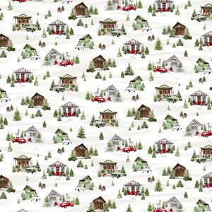 Henry Glass Holiday Homestead Fabric Panel – Jan Shade Beach 1612 089 Red, 24-Inch Block Panel