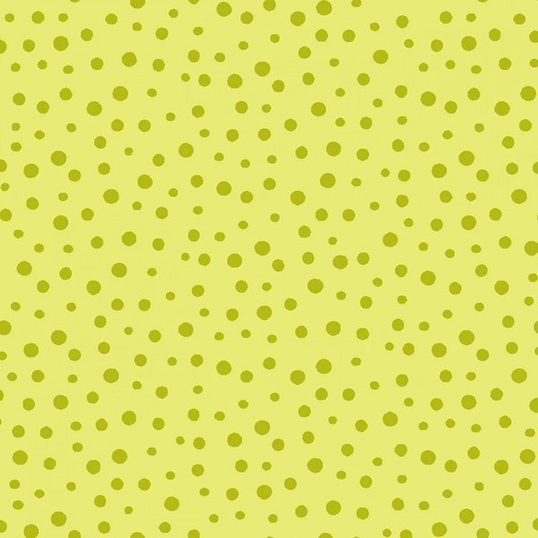 Susybee - Barnyard Buddies - Irregular Dot- Lime- Cotton Fabric by the Yard or Select Length SB20171-815  -C