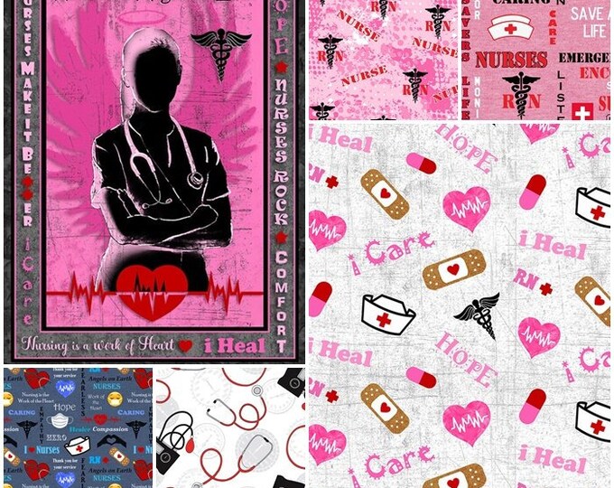 Nurse Panel Fabric Nifty Nurse Fabric Panel by Loralie for Loralie