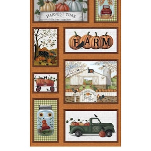 Pumpkin Farm Panel By Dianna Swartz - Autumn Elegance Panel By Jackie Robinson - Hello Fall By Jessica Flick - Benartex Fabrics