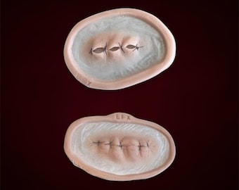 Sewn up Eye AND Mouth Encapsulated Prosthetic, Gore, Horror, SFX, Makeup, Halloween, Casualty, Blood, Cut, Cosplay