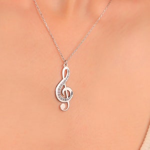 Personalized Treble Clef Necklace, Music Note Necklace With Name, Music Teacher Gift, Custom Music Symbol Necklace, Gift For Musician