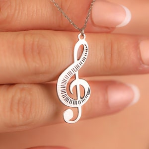 Personalized Treble Clef Necklace, Music Note Necklace With Name, Music Teacher Gift, Custom Music Symbol Necklace, Gift For Musician
