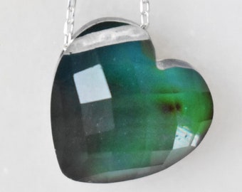 Heart Mood Stone Necklace, Handmade Color Mood Stone Jewelry, Changing Heart Mood Stone Pendant, Minimalist Gift Mood Stone Jewelry