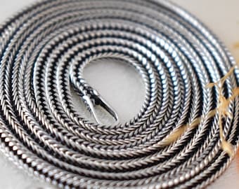 Silver Foxtail Chain, Silver Byzantine Chain, Silver Oxidized Chain, Mens Silver Chain, Mens Chain Necklace, Sterling Silver Foxtail Chain