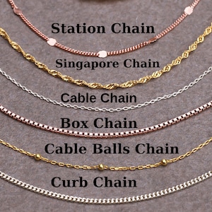 Silver Chain Necklace, Box Chain Necklace, Curb Chain Pendant, Cable Chain Necklace, Singapore Chain, Womens Chain Pendant, Gold Chain