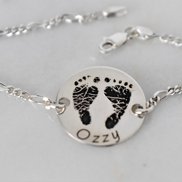 Personalized Footprint Bracelet Custom Baby Handprint Bracelet Custom Newborn Bracelet Baby Keepsake and Stillborn Gift for New Mom Bracelet