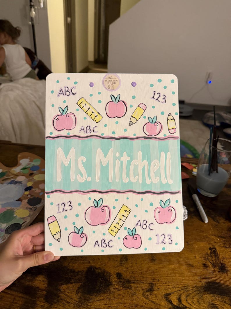 Hand Lettering Guide Numbers Personalized Hand-painted Teacher Clipboard | Custom Apple School Theme ...