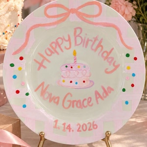 Personalized Hand Painted Birthday Keepsake Ceramic Cake Plate