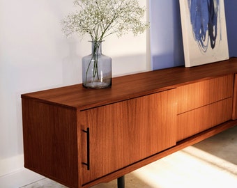 Mid-century sideboard, dresser, commode, credenza made of oak veneer - teaok colour - Livlo T-S01