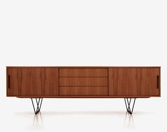 Mid-century sideboard, dresser, commode, credenza made of oak vaneer - teak colour - Livlo T-S02