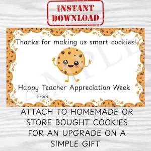 Smart Cookie Teacher Appreciation Gift Tags | Printable Teacher Gift | Cookie Tag for Teacher Gift | Instant Download | Cookie Gift Tags