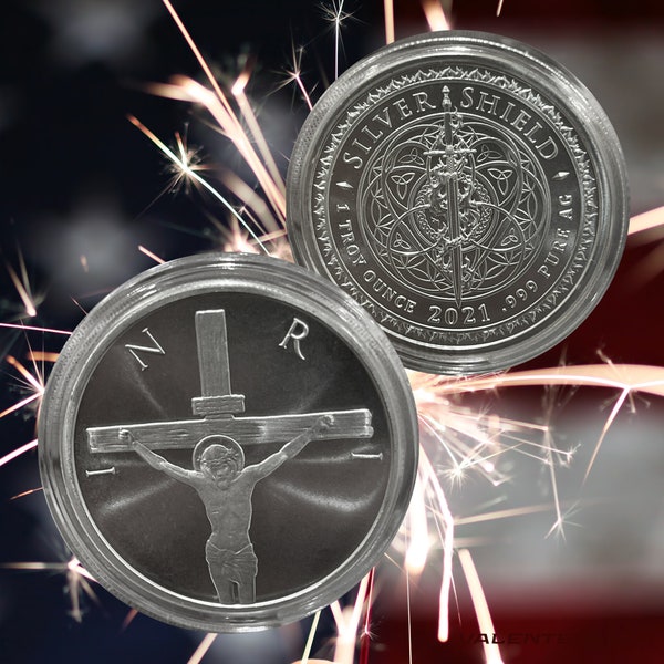 1 oz Silver Jesus Crucifixion Shield  + Free capsule & gift bag