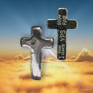 1 oz Hand Poured .999 Silver Bullion Bar "Cross"