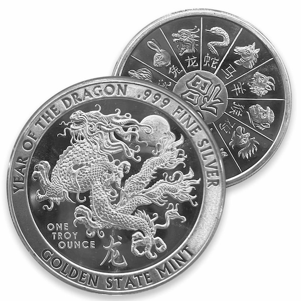 1 oz Year of the Dragon Silver round 2024