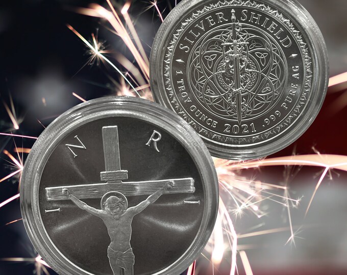 1 Oz Silver Jesus Crucifixion Shield + Free Capsule & Gift Bag - Etsy