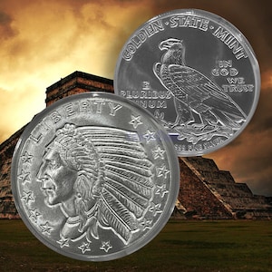 1 oz .999 Incuse Indian Authentic Silver Round