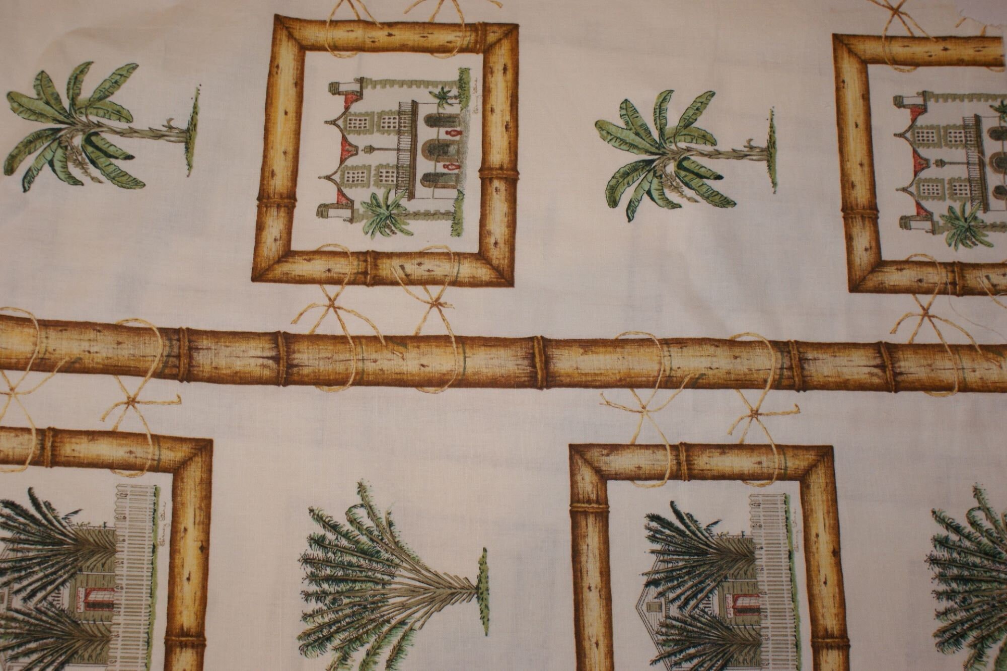 Fabric Bamboo print with Tropical Plants House Etsy