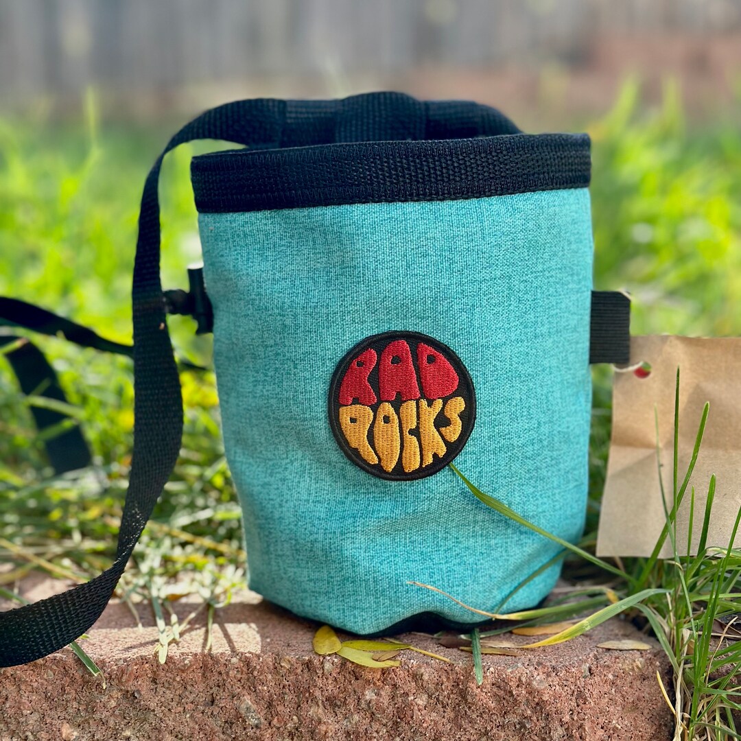 Teal Upcycled Rock Climbing Chalk Bag Etsy