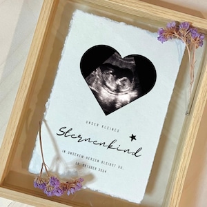 Sternenkind Erinnerung Poster mit Ultraschallbild personalisiert, Baumwollpapier, Andenken Fehlgeburt, Verlust Baby, Totgeburt