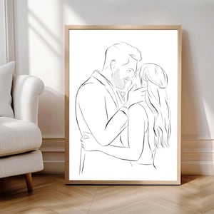Dein Foto als Zeichnung, Line Art Bild, Bild in Line Art umgewandelt, Geschenk Jahrestag, Valentinstag, Hochzeitsposter, Lineart