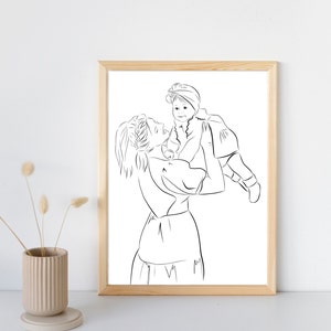 Familienposter, Line Art Zeichnung, Zeichnung von Foto, Familiengeschenk, personalisiertes Geschenk für Familie, Familienportrait Bild 1