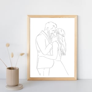 Custom line drawing couple, custom portrait, couple line art, personalized gift for family, family portrait