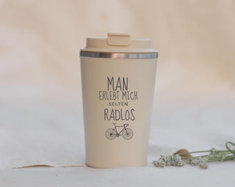 Taza térmica para ciclistas, regalo de Radlos para ciclistas, bicicleta de carretera y bicicleta de montaña, taza de café para ciclistas, taza divertida para ciclistas, acero inoxidable