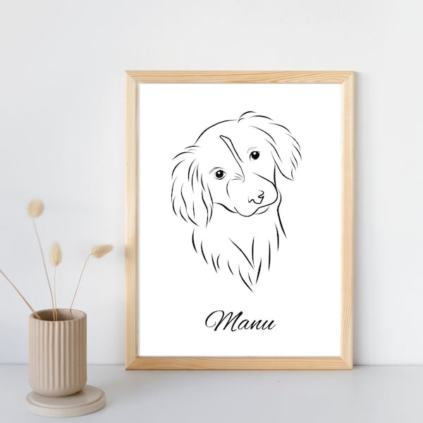 Line Art Hund, Personalisiertes Hundeposter, Zeichnung deines Hundes, Hundeportrait, Hundegeschenk, Geschenk Hundebesitzer, Hundeliebhaber