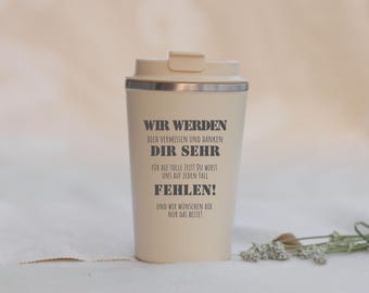Regalo de despedida para un compañero: una taza térmica, un regalo para un compañero: una taza de café para llevar, frase divertida, taza de oficina divertida, taza de oficina divertida, jubilación