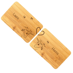 Breakfast board for two personalized with name, set of 2, gift for twins, baptism gift siblings, Pegasus, birth gift