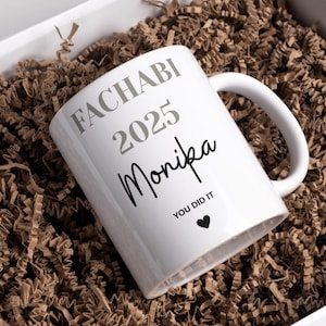 Fachabi Geschenk Tasse personalisiert, Fachabi bestanden, Fachabi 2025 Geschenk, Fachabi bestanden Geschenk Tasse, Schulabschluss Tasse