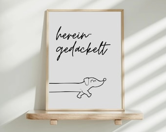 Poster dachshund in - welcome poster entrance area gift for moving in poster for home funny saying poster hallway decoration