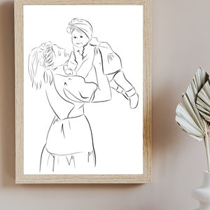 Familienposter, Line Art Zeichnung, Zeichnung von Foto, Familiengeschenk, personalisiertes Geschenk für Familie, Familienportrait Bild 4