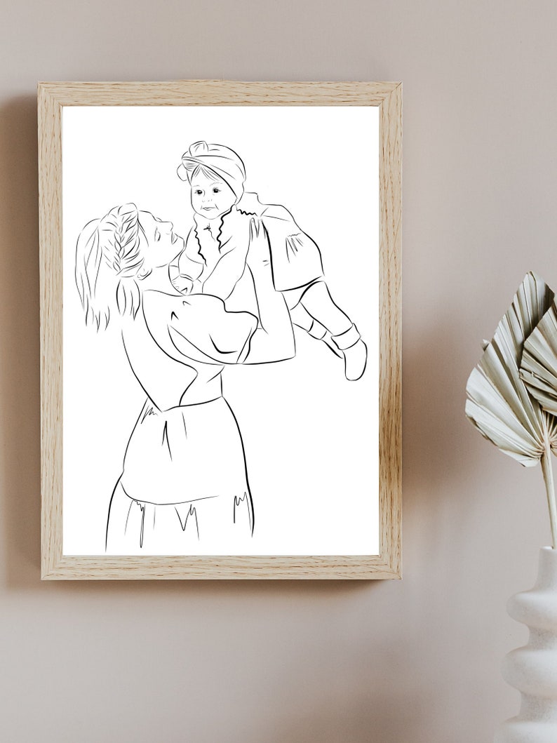 Familienposter, Line Art Zeichnung, Zeichnung von Foto, Familiengeschenk, personalisiertes Geschenk für Familie, Familienportrait Bild 4