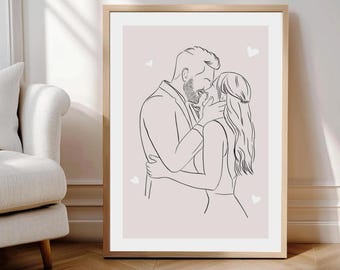 Personalized wedding poster, wedding picture, bride and groom wall art, gift for the bride and groom, wedding present, wedding anniversary gift for husband, painting photo