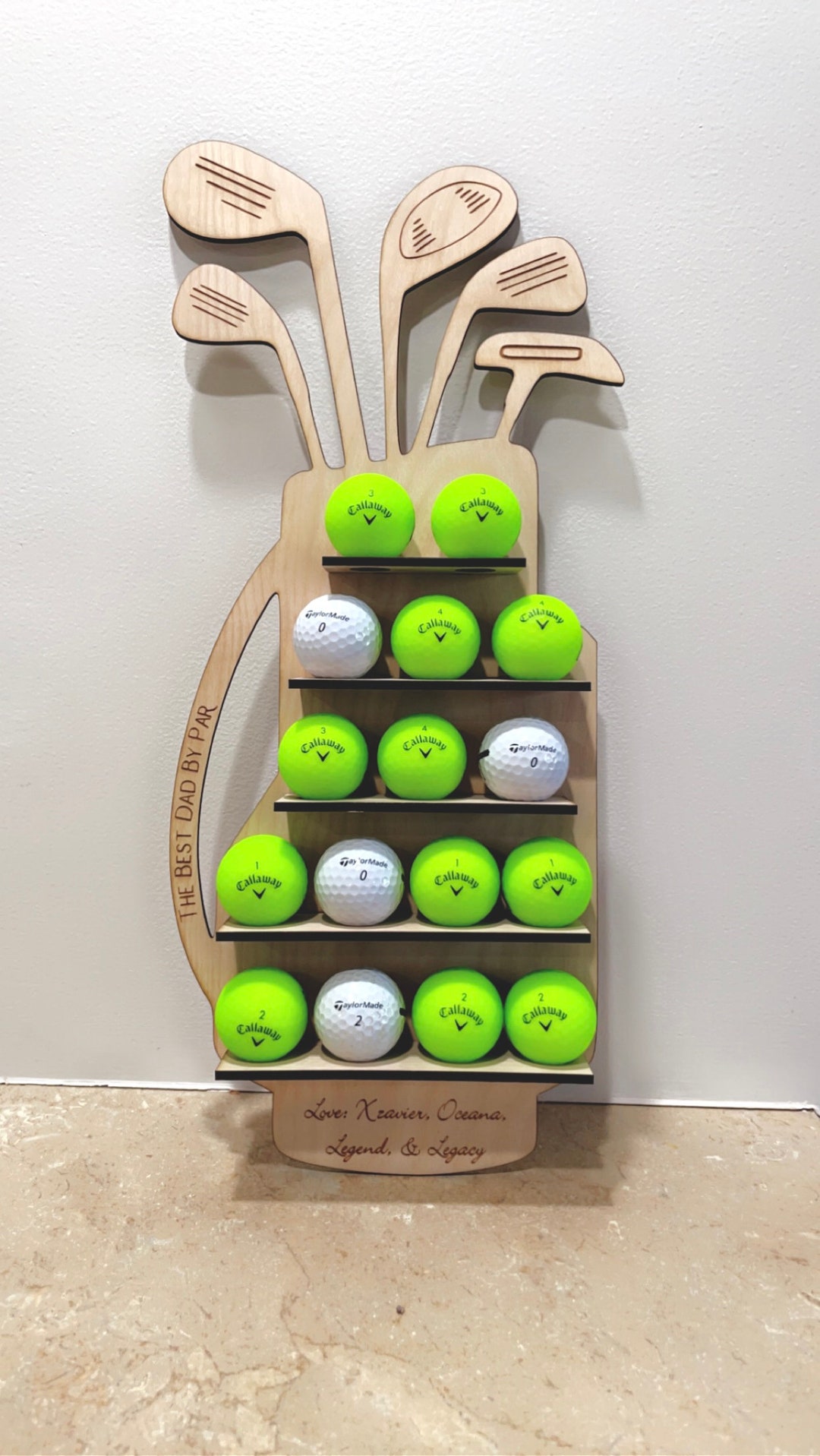 Personalized Golf Ball Sign Fathers Day Gold Gift Fathers Day Gift Wood