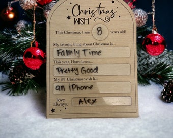 Dear Santa wooden sign , Dry erase wish list, Kids Christmas list, Christmas wish list.