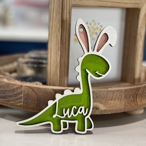 Personalized Easter Dino bunny basket tag | Easter Basket Tag | Dinosaur bunny Tag