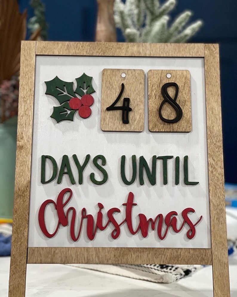 Christmas Countdown Sign 3D Countdown Until Christmas Sign Etsy