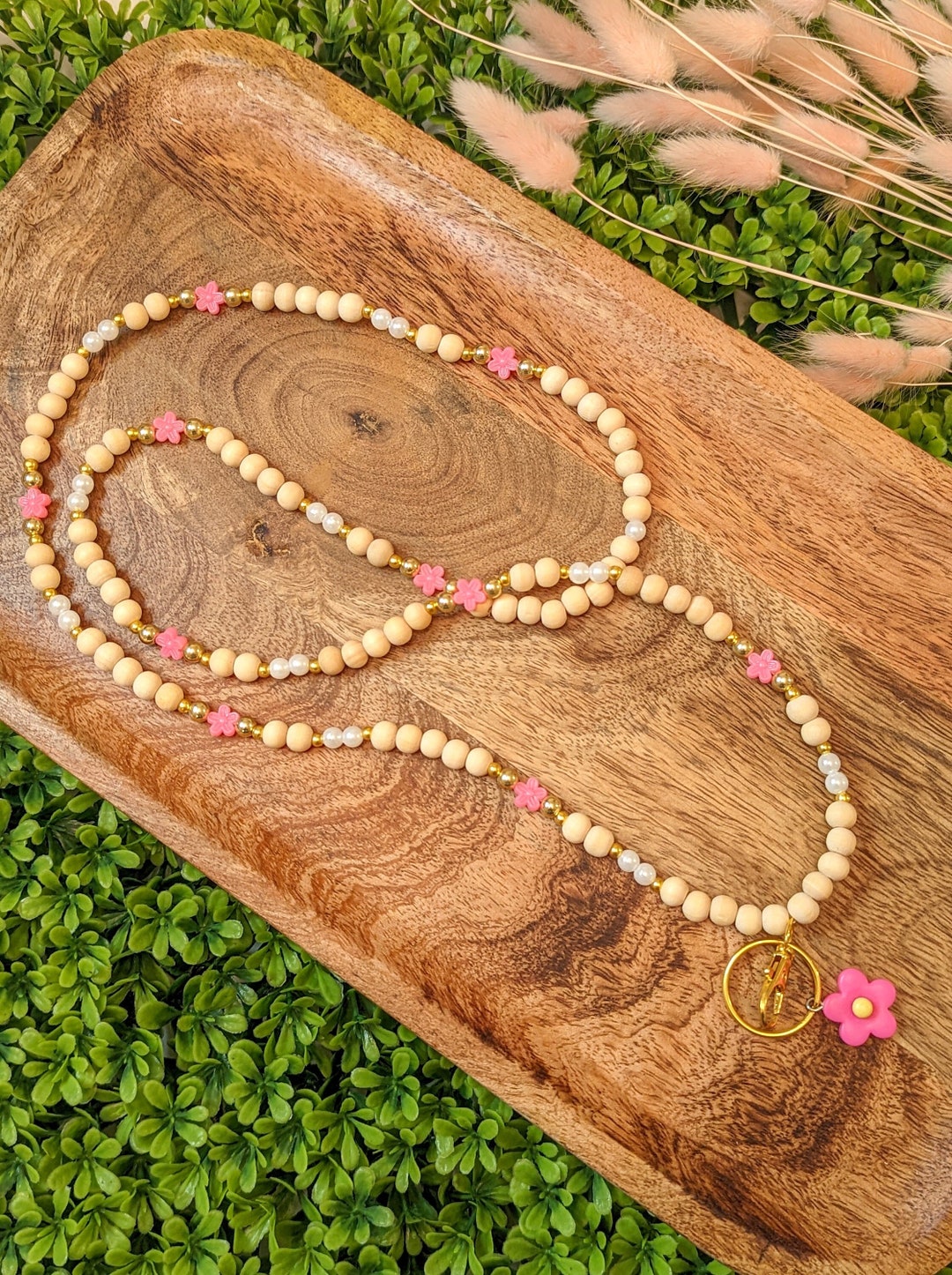 Beaded Teacher Lanyard, Flower Lanyard, Breakaway Lanyard, Lanyard for ...
