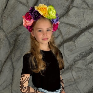 Rainbow Flower Crown | Halloween Costume Headpiece | Colorful Festival Hair Accessory