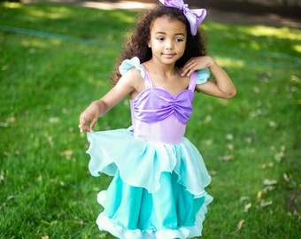 Turquoise Aladdin princess dress, birthday party tutu dress, fairytale cartoon costume, junior bridesmaid, party clothing