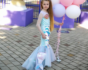 Mermaid Dress Girls, Mermaid Costume Toddles, Sequin Girl Pink Dress, Halloween Birthday Party, Little Mermaid Dress Tail