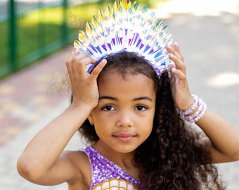 Little Mermaid Crown, Mermaid Girl Tiara, Mermaid Headband, Women Mermaid Crown, Mermaid Headpiece, Glitter Sea Crown, Under the Sea Crown