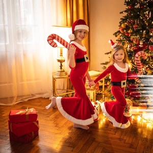 Fantasia de Papai Noel para Meninas, Roupa de Papai Noel Jovem, Body de Natal, Roupas de Ano Novo para Fotos de Família, Macacão de Férias para Crianças