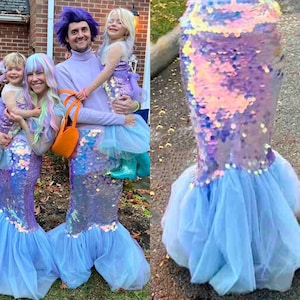 Mermaid Tail Dress, Women Mermaid Skirt, Mermaid Costume Halloween or Christmas Party Outfit, Sequins Purple Costume, Adult Mermaid Skirt