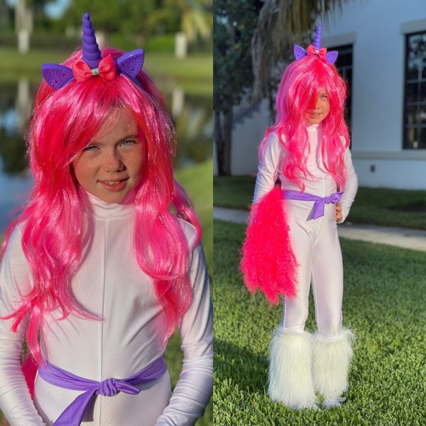 Unicorn Costume with Wig and Tail - Perfect for Halloween and Parties, Toddler Pony Party Romper