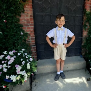 Beige Boys Linen Suit - A Stylish Delight for Young Gentlemen - Ring Bearer Outfit, Boys Formal Wear, Christening & Wedding Attire