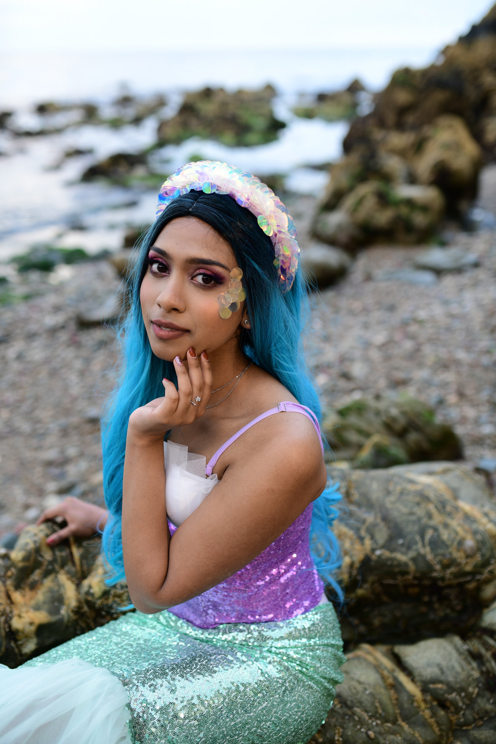 Mermaid Tail Costume Set - Mint Fish Tail Skirt and Lavender Top ...